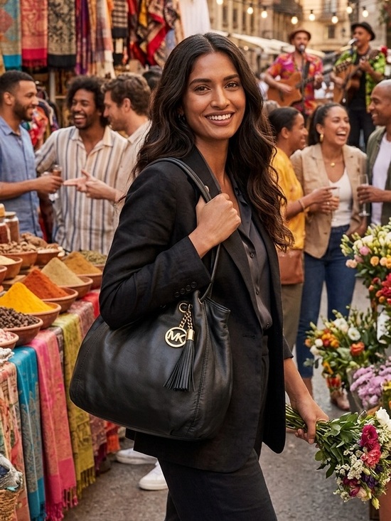 Michael Kors Handbags - Michael Kors EUC Black
Frankie buttery soft Leather
Drawstring Shoulder Bag